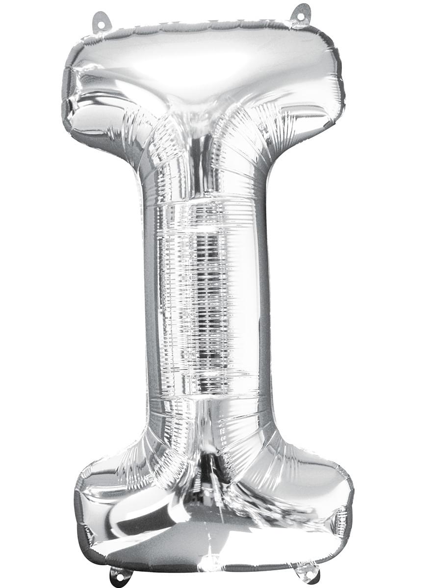 Bogstav I sølvfarvet ballon (86 cm)