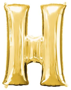 Bogstav H guldfarvet ballon (86 cm)