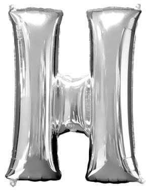 Ballon letter H zilver (86 cm)