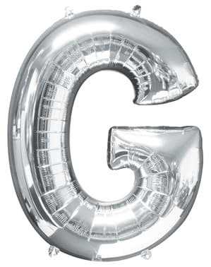 Bogstav G sølvfarvet ballon (86 cm)