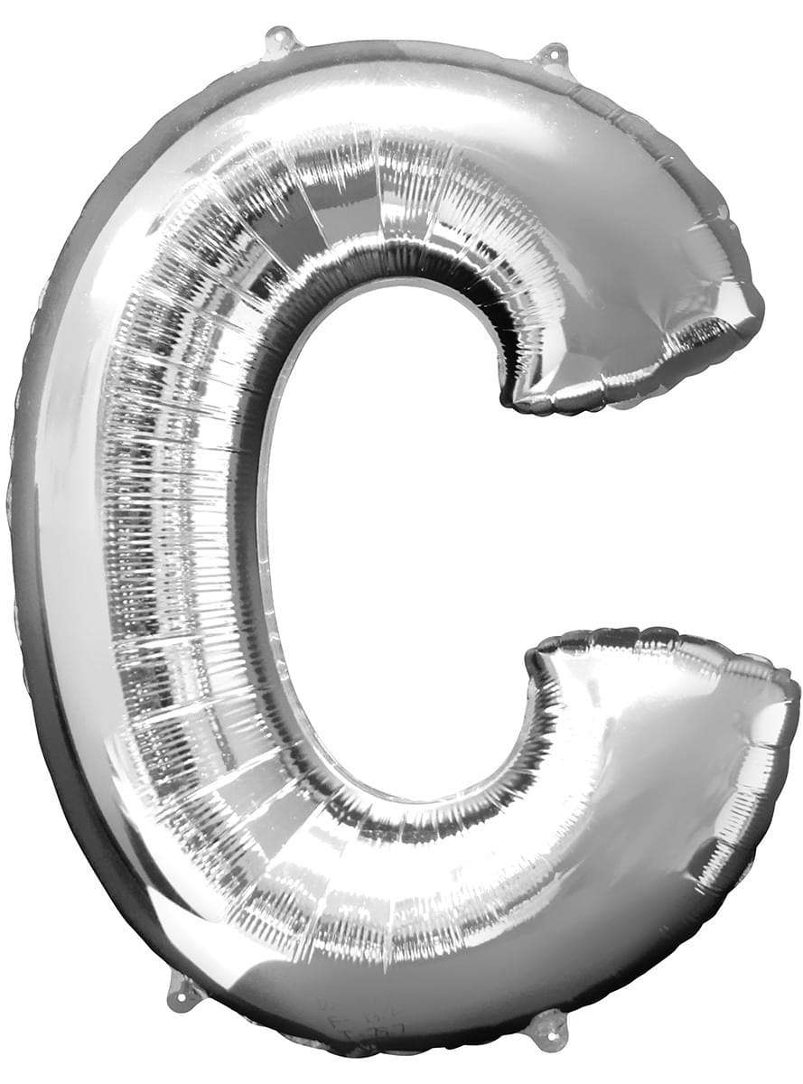Balão letra C prateada (86 cm)