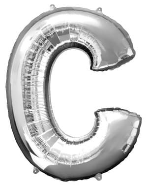 Balão letra C prateada (86 cm)