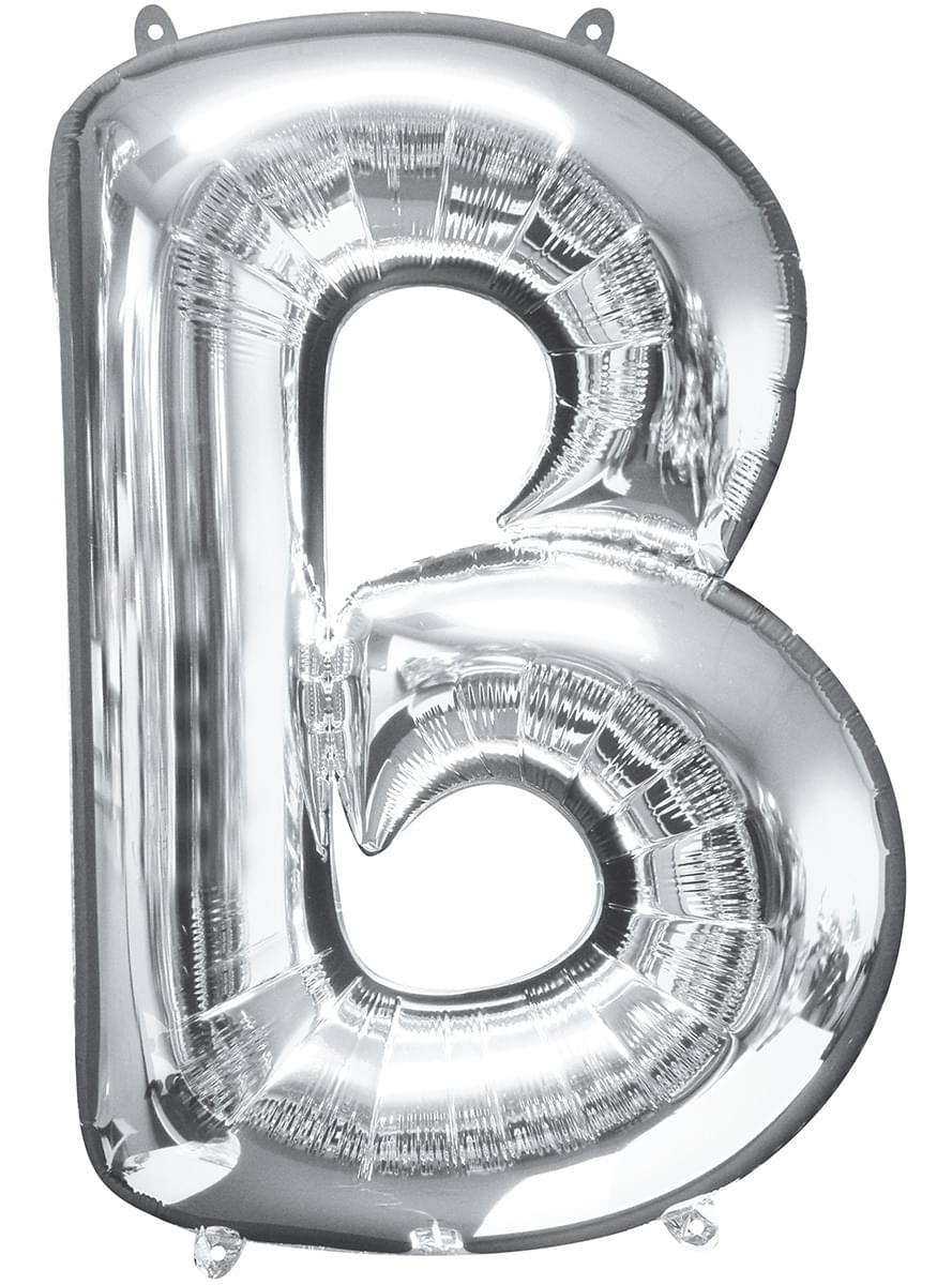 Buchstabe B Luftballon silber (86 cm)