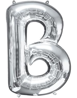 Bogstav B sølvfarvet ballon (86 cm)