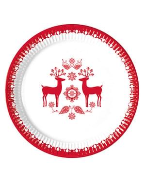 8 platos renos navideños (23 cm)