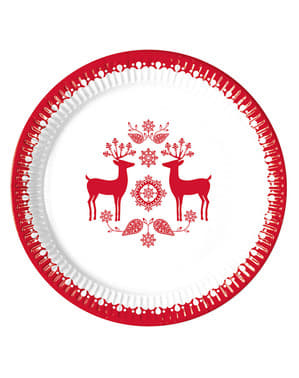 8 тарілок з різдвяними оленями (23 см.)
