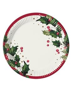 8 assiettes houx de noël