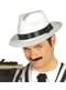 Chapeau de gangster blanc avec ruban noire