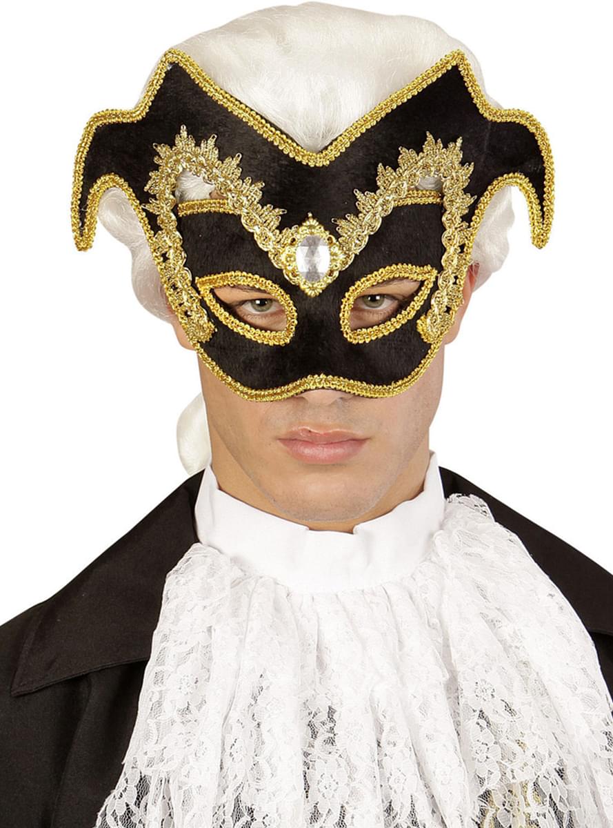 Adult's Noble Venetian Masquerade Mask with Gemstone and Border