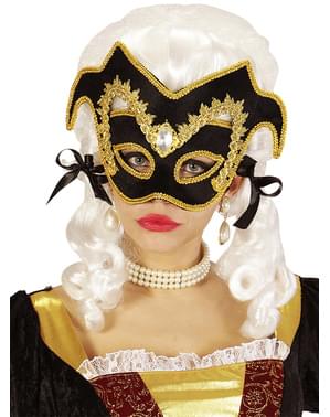 Adult's Noble Venetian Masquerade Mask with Gemstone and Border