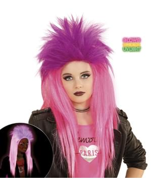 Perruque punk rose fluorescente fille