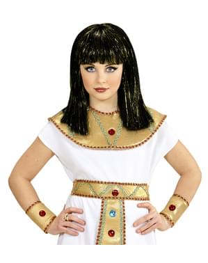Peruk Cleopatra med metalltrådar för barn
