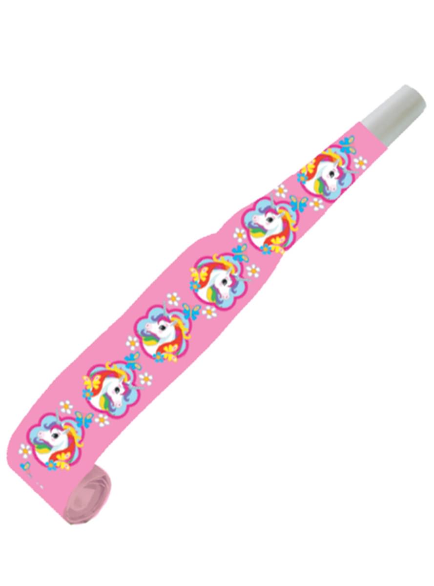8 Unicorn Party Blowers - Rainbow Unicorn
