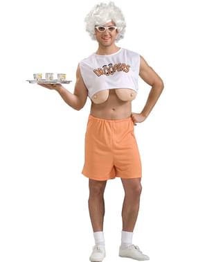 Pánska servírka s prsiami na kostýme
