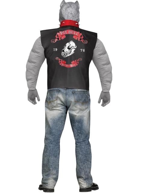 Costume da pitbull motociclista per uomo taglie forti