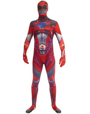 Aikuisten punainen Power Ranger elokuva morphsuit asu