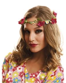 Coroa hippie de flores vermelhas