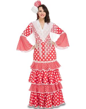 Rødt flamenco kostume til kvinder