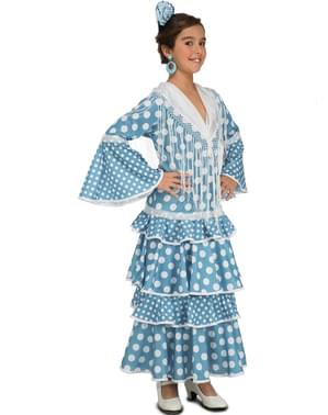 Costum de flamenco turcoaz pentru fete