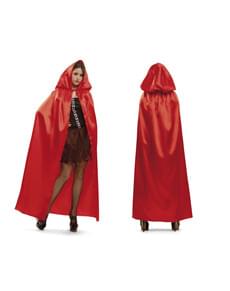 Adults Red Shiny Hooded Cape