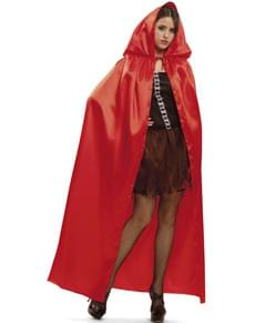 Adults Red Shiny Hooded Cape