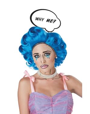 Kadın mavi pop art peruk