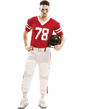 Red American Football player costume for men