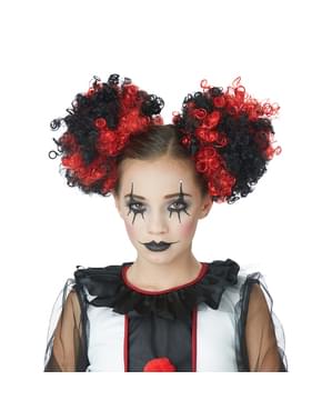 Peruk clown svart och röd dam