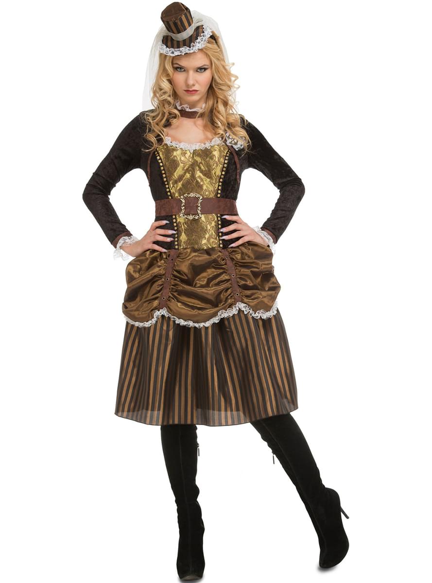 Steampunk Kostüm gold für Damen
