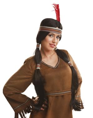 Indianerin mit Zöpfen Perücke für Damen