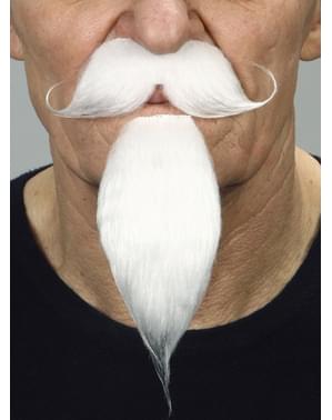 Bigode de mosqueteiro grisalho com grande pera para adulto