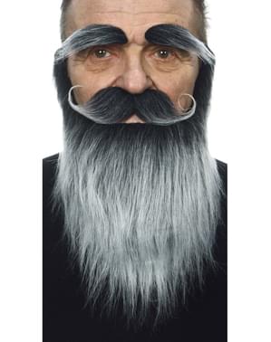 Grey Moustache with Beard and Eyebrows