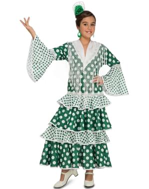 Costum de flamencă verde pentru fată