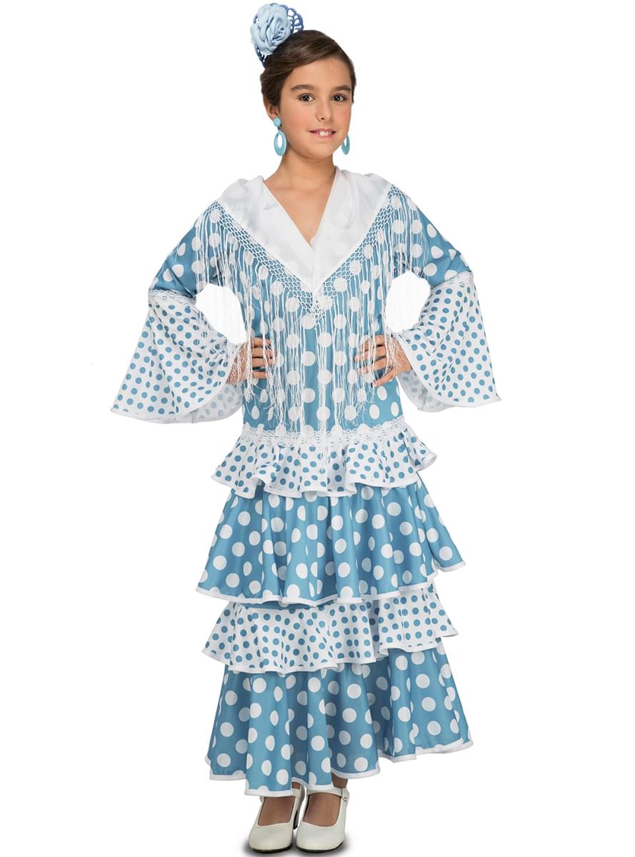 Flamencotänzerin Kostüm türkis für Mädchen