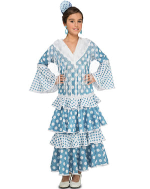 Costum de flamencă turcoaz pentru fată