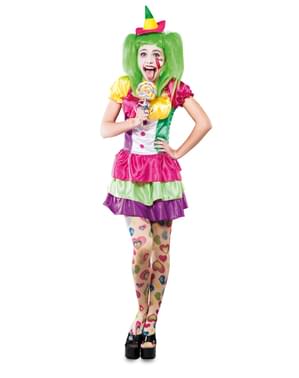 Women's Multicoloured Circus Clown Costume