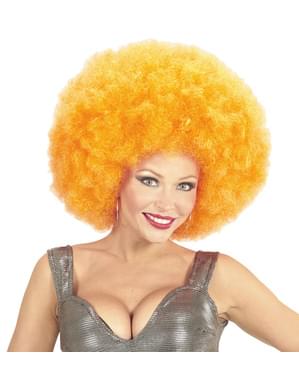 Kæmpe orange deluxe afro paryk i pose