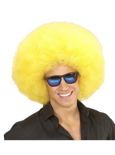 Peruca afro gigante amarela deluxe em bolsa