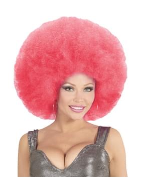 Parrucca afro gigante rosa deluxe