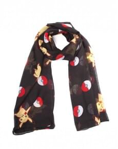 Black Pokeball and Pikachu fashion scarf for women