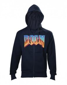 Black hoodie with classic Doom logo for adults