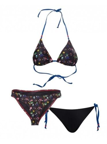 Kit bikini de Mario Bros preto para mulher