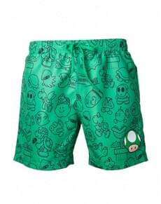 Green Mushroom Super Mario Bros swimming trunks for men