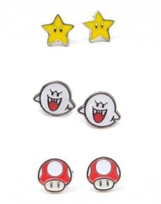 Conjunto de brincos de personagens Mario Bros