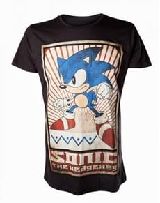 Pánský vintage top s potiskem Sonic-X černý