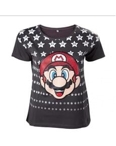 T-shirt de Mario Bros preta para mulher
