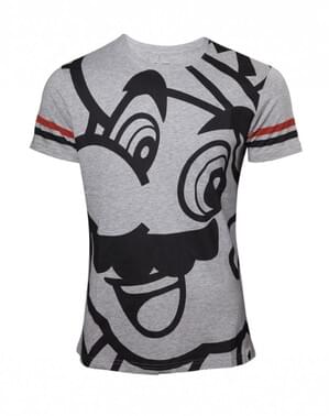 Tricou Mario Bros gri și negru