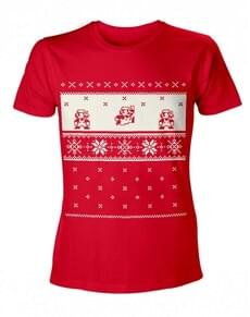 T-shirt de Mario Bros natalícia vermelha