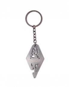 Metal keychain with Dragon and Skyrim logo