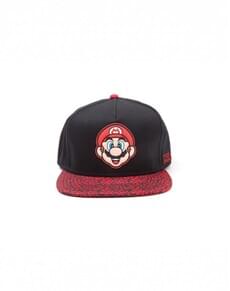 Black Super Mario cap with red and black peak for adults